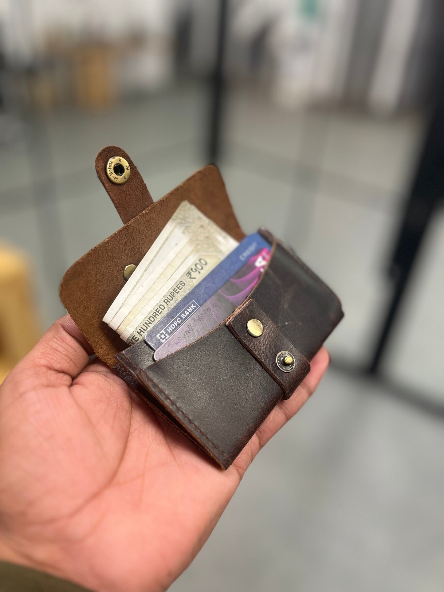 Leather Card Holder Wallet Full grain Leather card case daily carry leather credit card holder Mothers day Gift For Mom under 20 USD for her