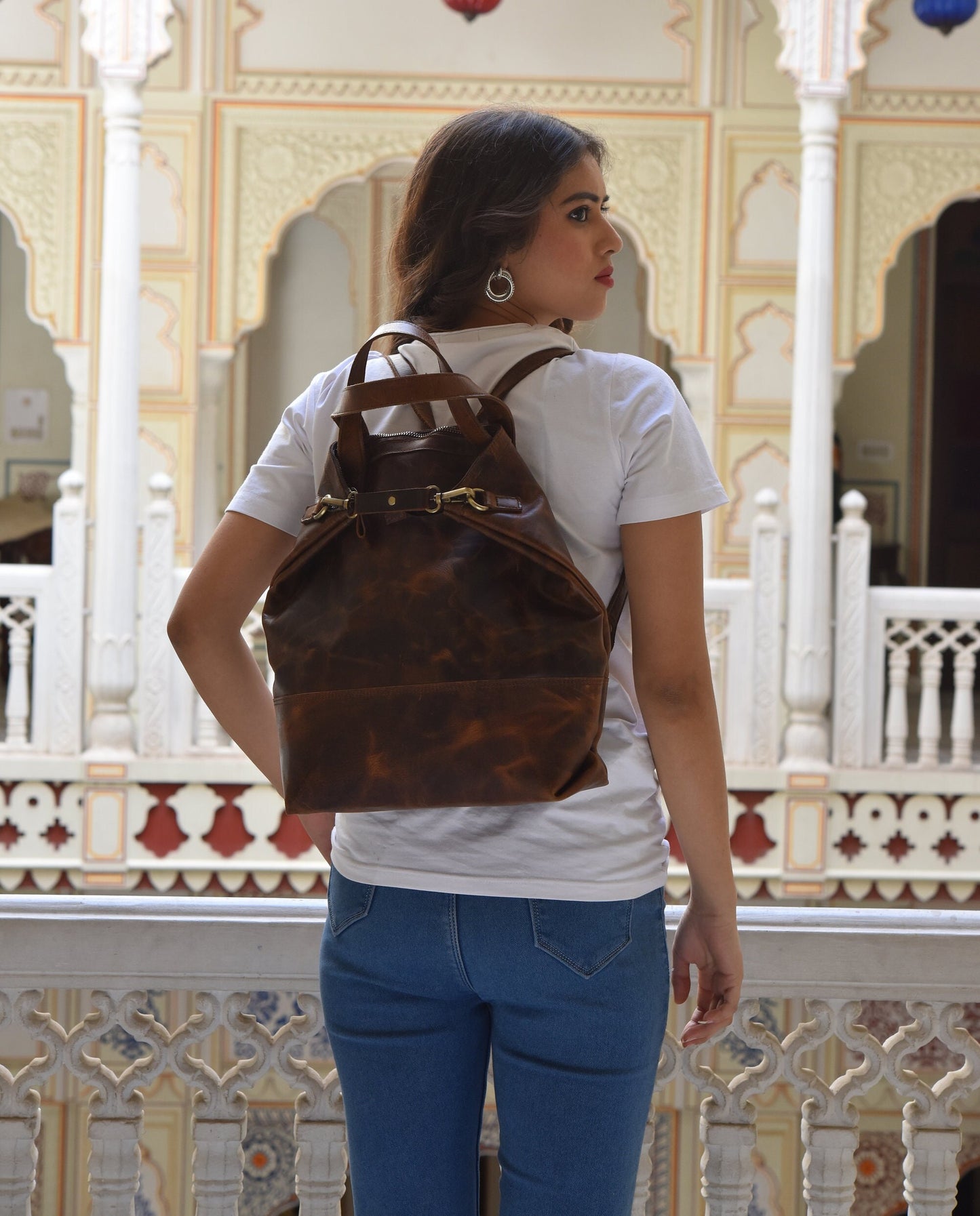 Leather Convertible Backpack Women Convertible Tote Bag Laptop Backpack With Zipp and Trolley sleeve Personalized Mothers day gift For mom