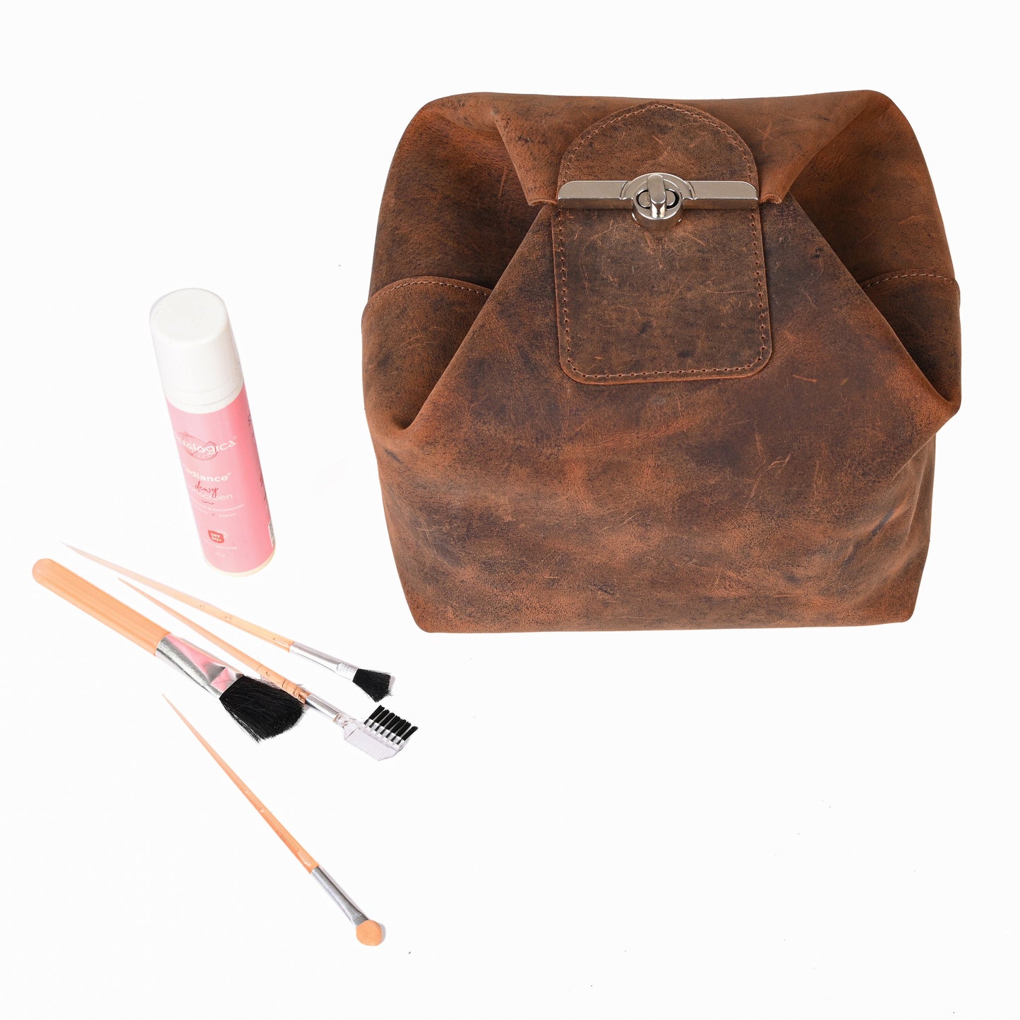 Leather Cosmetic Bag Leather Toiletry Bag Make Up Bag for Bridesmaid Leather Dopp Kit For Women Makeup and Jewelry Organizer Gift For Mom