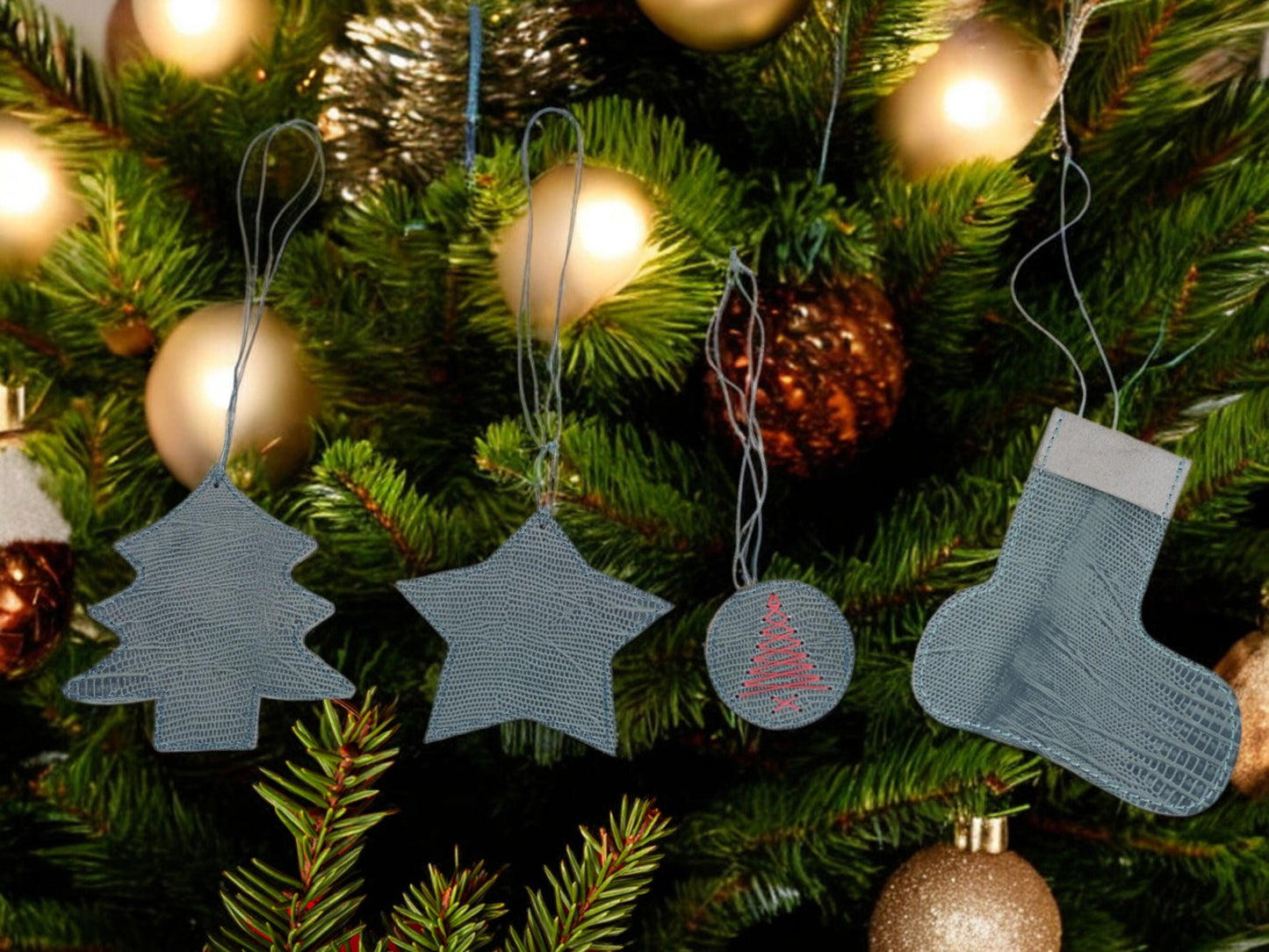 Leather Christmas Ornament Christmas Tree Decoration Ornament Set of 12 Handmade Leather Christmas Garland Christmas Home Decoration Holiday