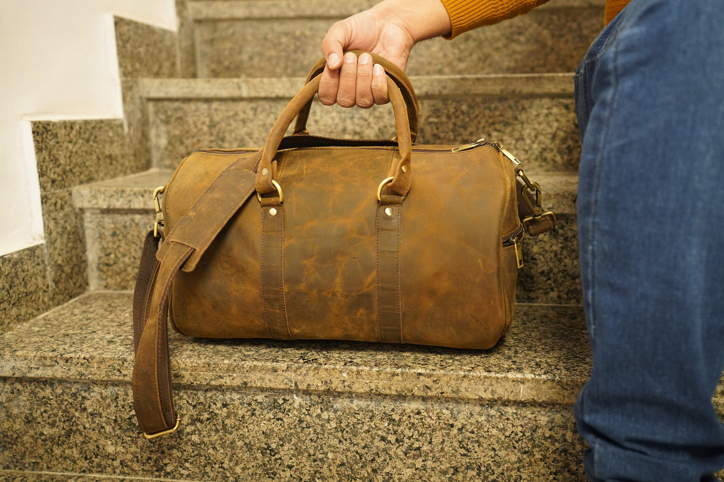 Personalized Leather Duffle Bag Vacation Travel Weekender Bag Luggage Bag Personalized Valentines Gift for Husband Yoga Gym Groomsmen Gift