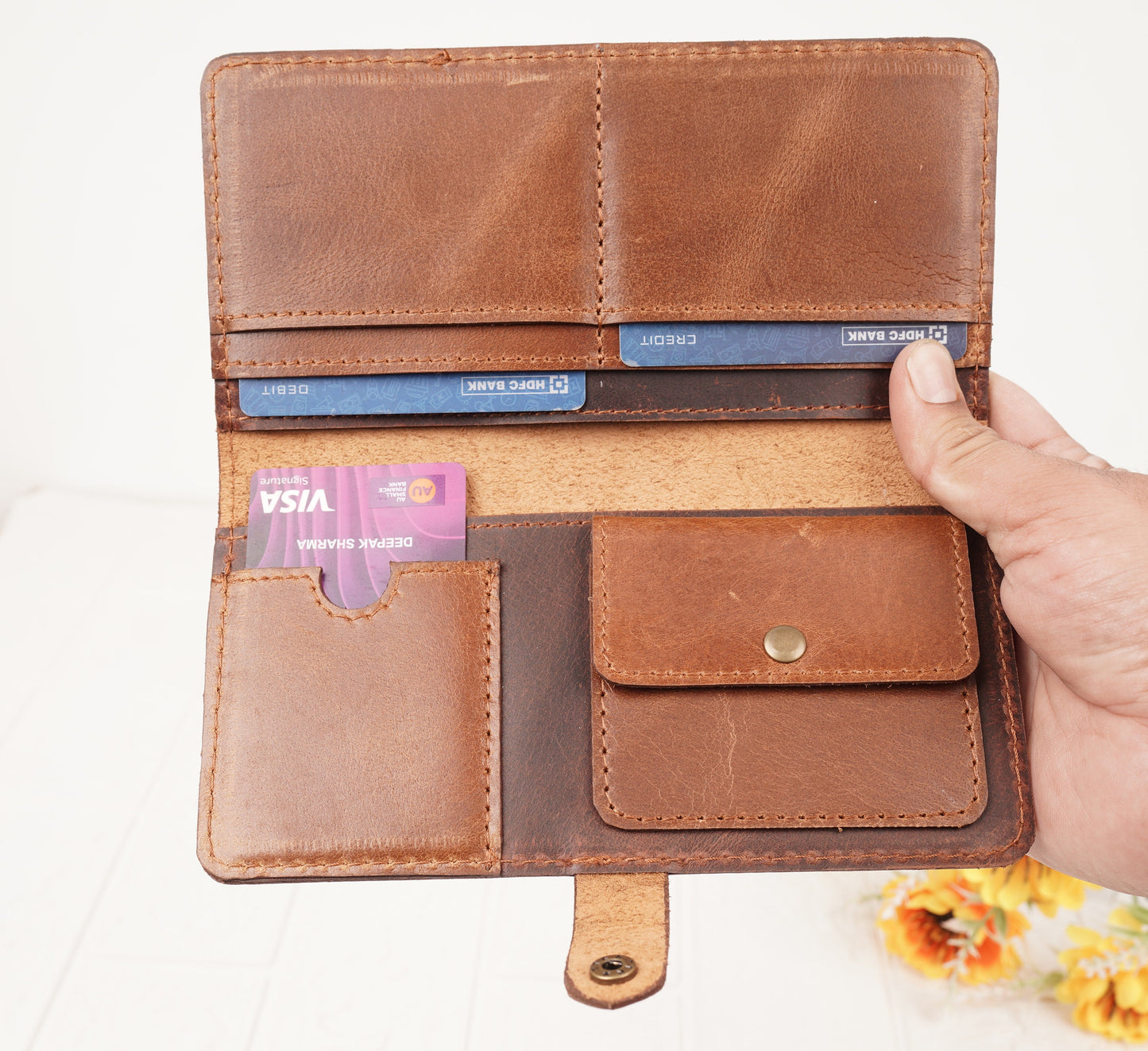Women leather Wallet Hand Clutch with Coin case Slim Handmade Money Clip Wallet Credit Card Holder Bifold Wallet Mothers Day Gift for Mom