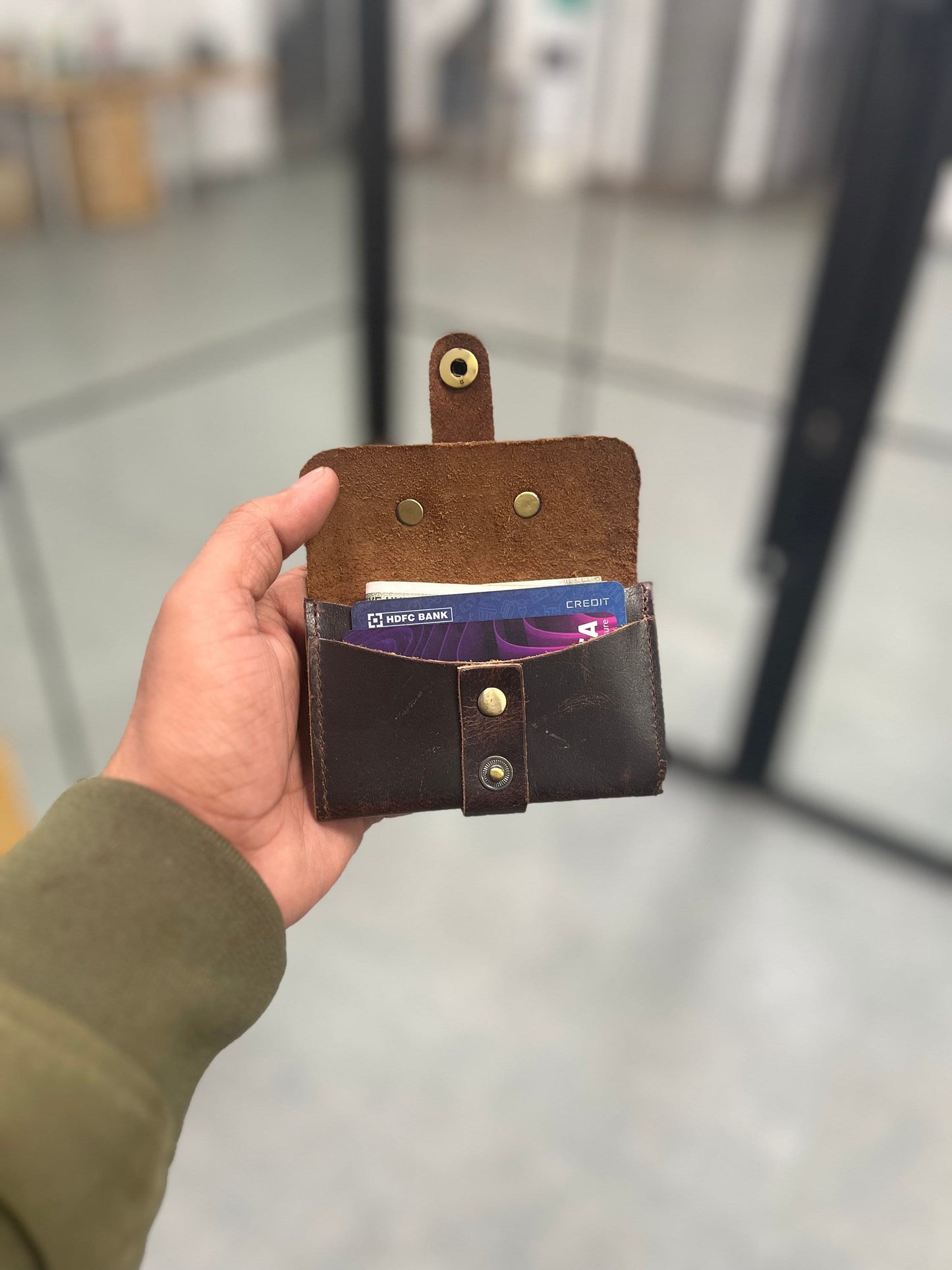 Leather Card Holder Wallet Full grain Leather card case daily carry leather credit card holder Mothers day Gift For Mom under 20 USD for her