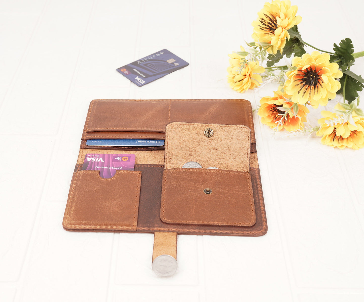Women leather Wallet Hand Clutch with Coin case Slim Handmade Money Clip Wallet Credit Card Holder Bifold Wallet Mothers Day Gift for Mom