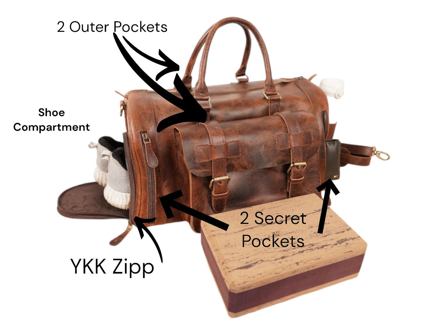 Groomsmen Leather Duffle Bag Personalized Weekender Bag Travel Bag Valentines Gift for Husband Duffle Bag with Shoe & Yoga block Compartment