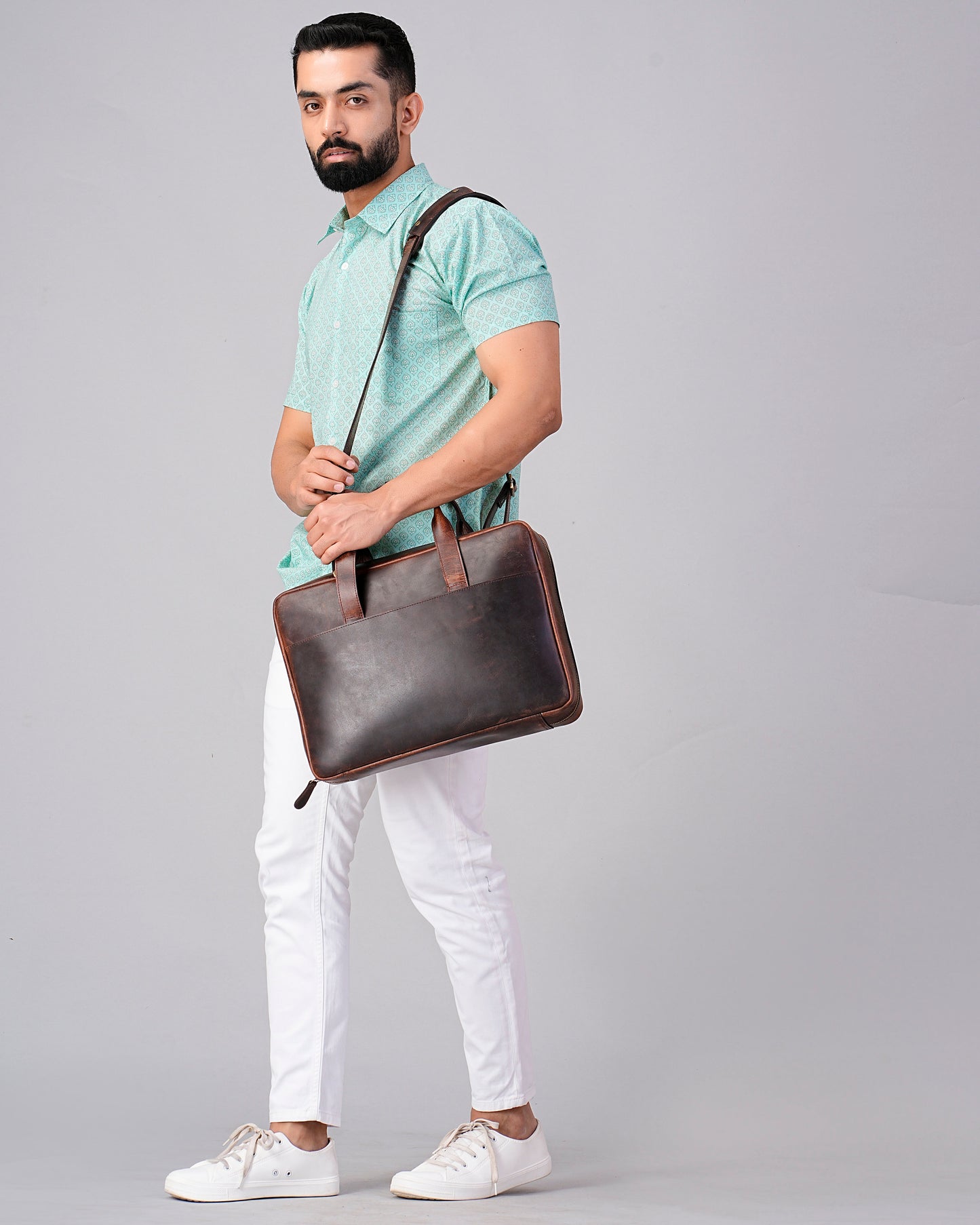 Leather Briefcase Satchel Messenger Bag for Men & Women Thanksgiving Personalized Gifts For Valentines 16" Laptop Office Bag for Husband