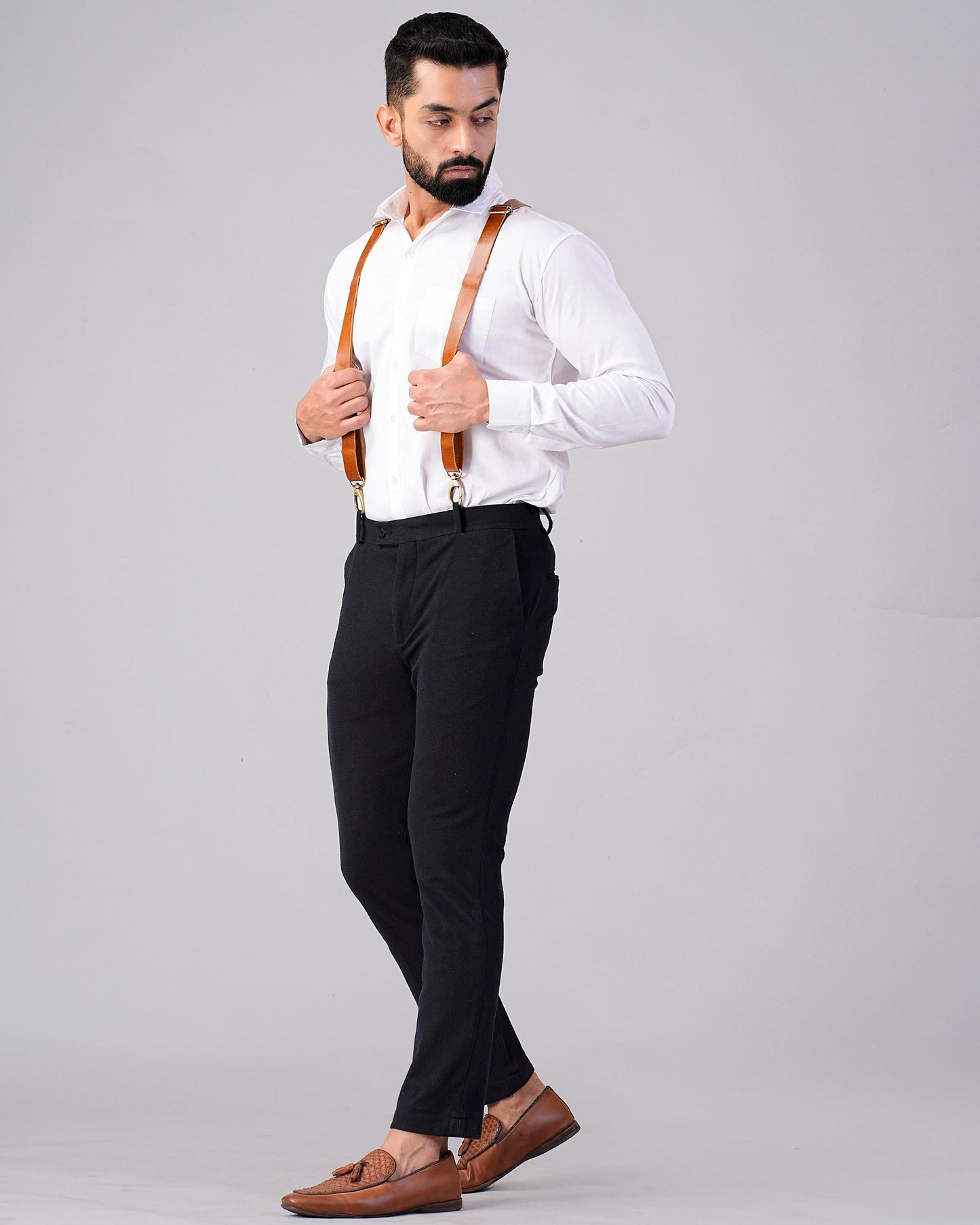 Leather Mens Suspenders Personalized Leather Groomsmen Suspenders Gift Wedding Suspenders Brown Adjustable suspenders For Him Christmas Gift