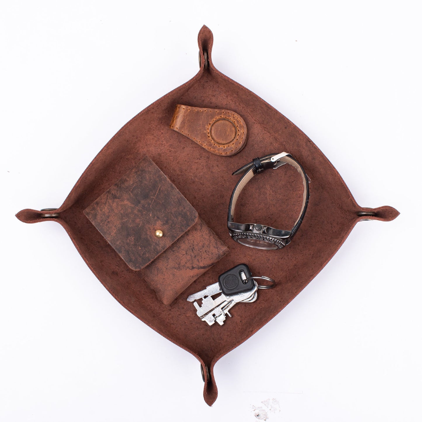 Personalized desk leather tray, Leather catchall, brown valet tray, custom leather tray, custom catchall, coin tray, gift for Men Valentine
