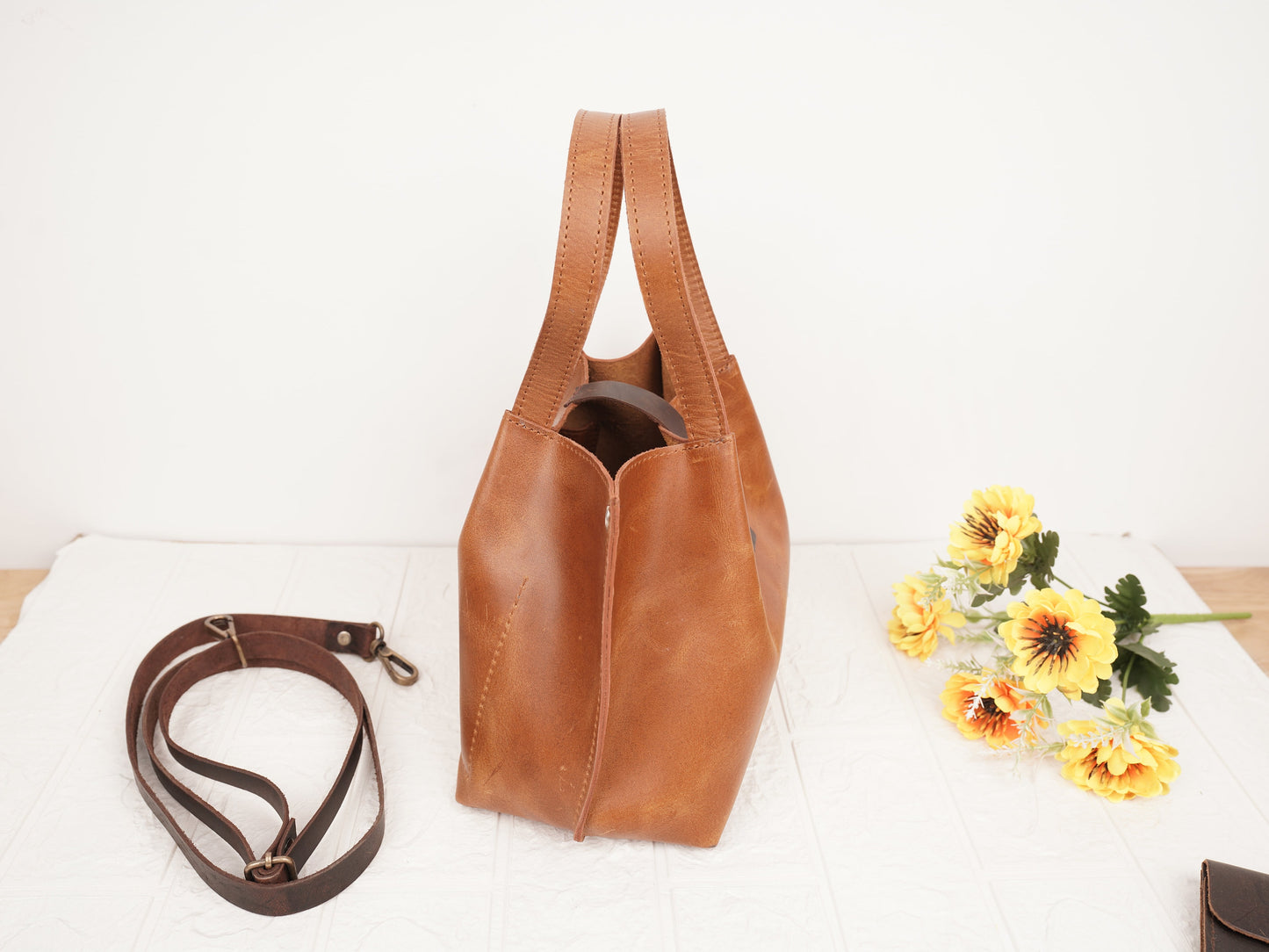 Leather Mini Tote Bag Mini Shoulder Bag Leather Shopping Bag Women Small Handbag Ladies Purse Leather Bag Gift For Mom on Mothers Day