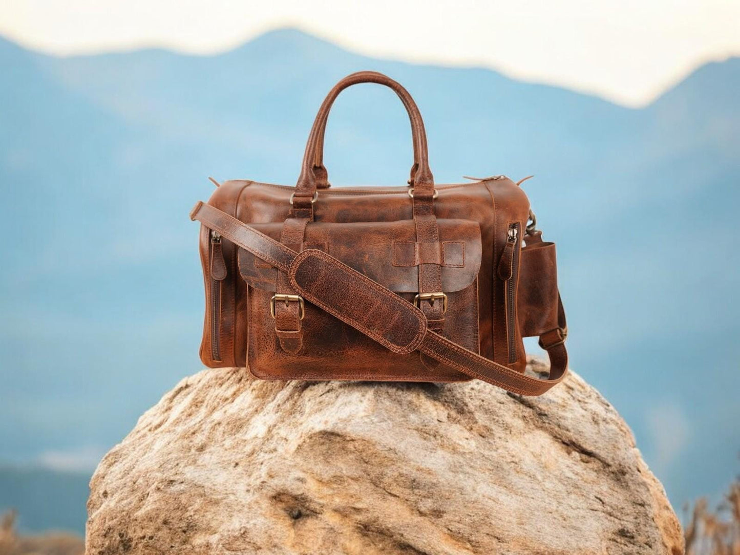 Groomsmen Leather Duffle Bag Personalized Weekender Bag Travel Bag Valentines Gift for Husband Duffle Bag with Shoe & Yoga block Compartment