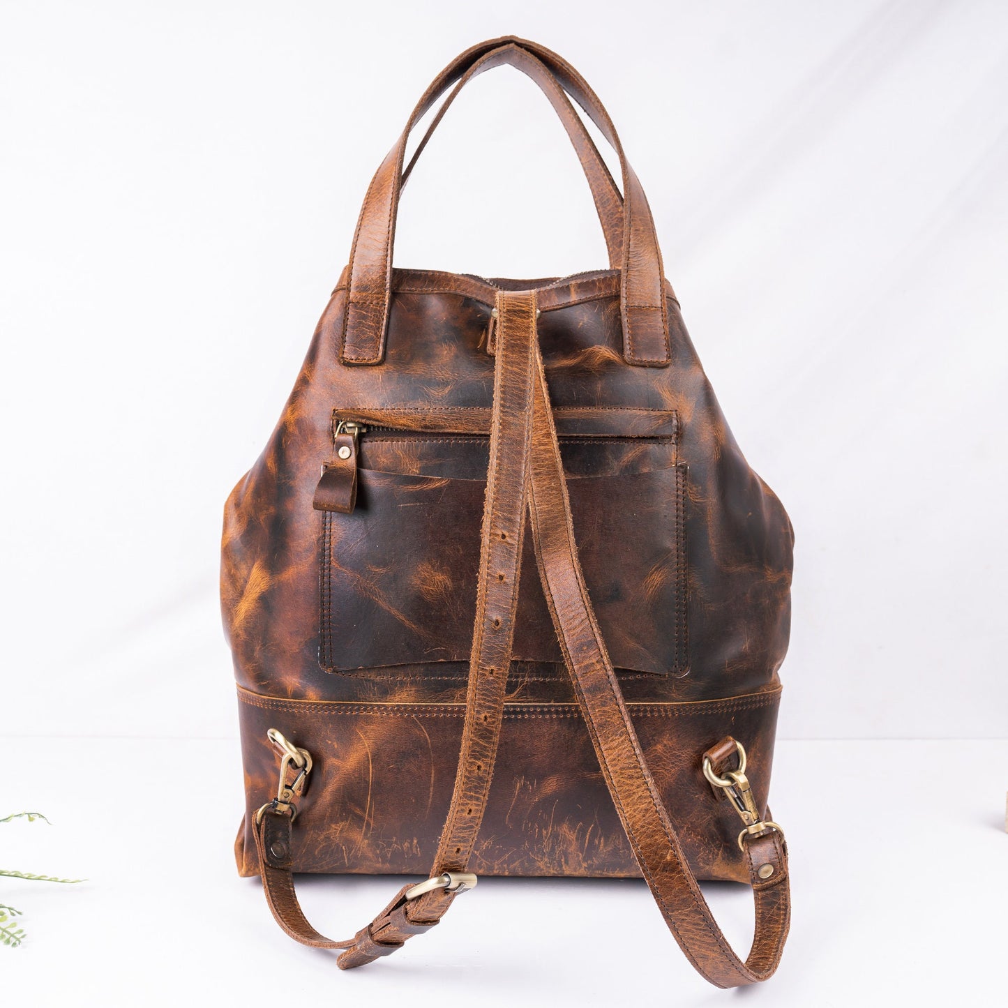 Leather Convertible Backpack Women Convertible Tote Bag Laptop Backpack With Zipp and Trolley sleeve Personalized Mothers day gift For mom