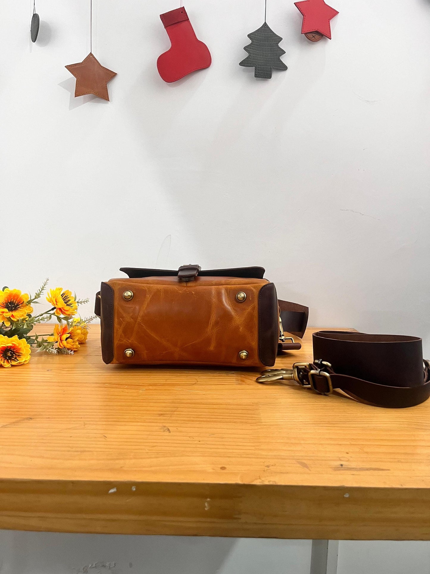 Leather Camera Bag For Polaroid I2 and INSTAX Mini Evo Personalized Camera Bag with 2 Compartment for DSLR Sony Canon Nikon Valentines Gift