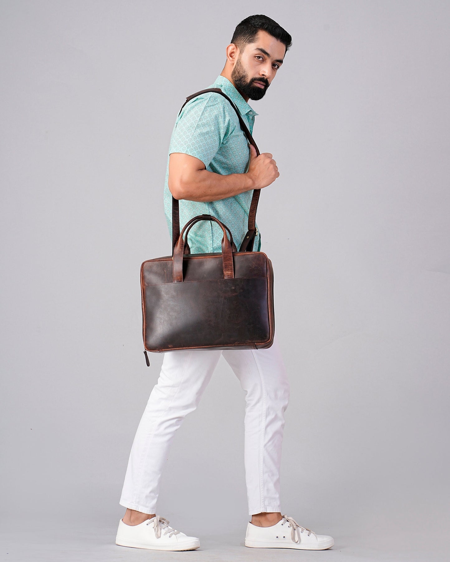 Leather Briefcase Satchel Messenger Bag for Men & Women Thanksgiving Personalized Gifts For Valentines 16" Laptop Office Bag for Husband