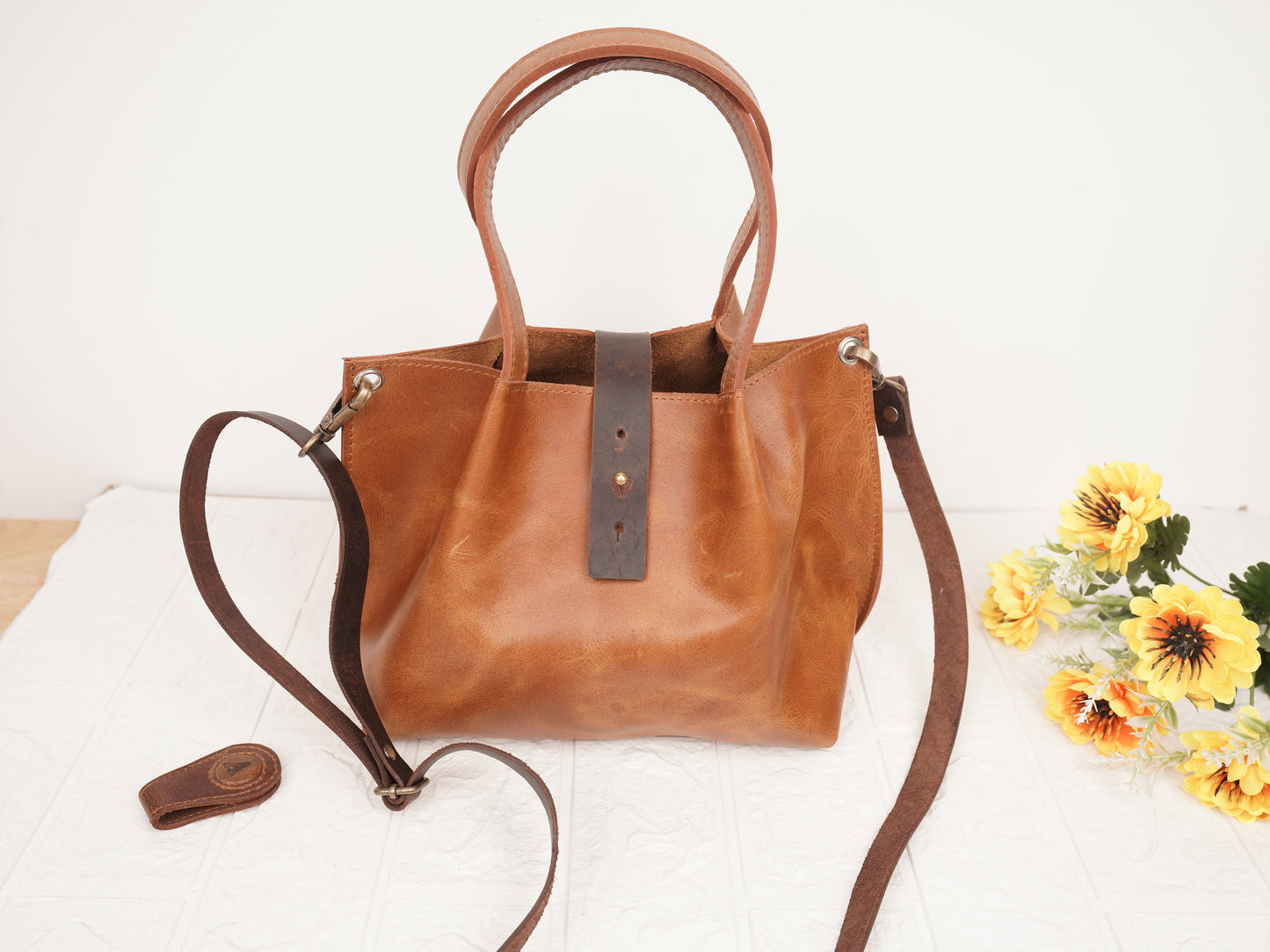 Leather Mini Tote Bag Mini Shoulder Bag Leather Shopping Bag Women Small Handbag Ladies Purse Leather Bag Gift For Mom on Mothers Day