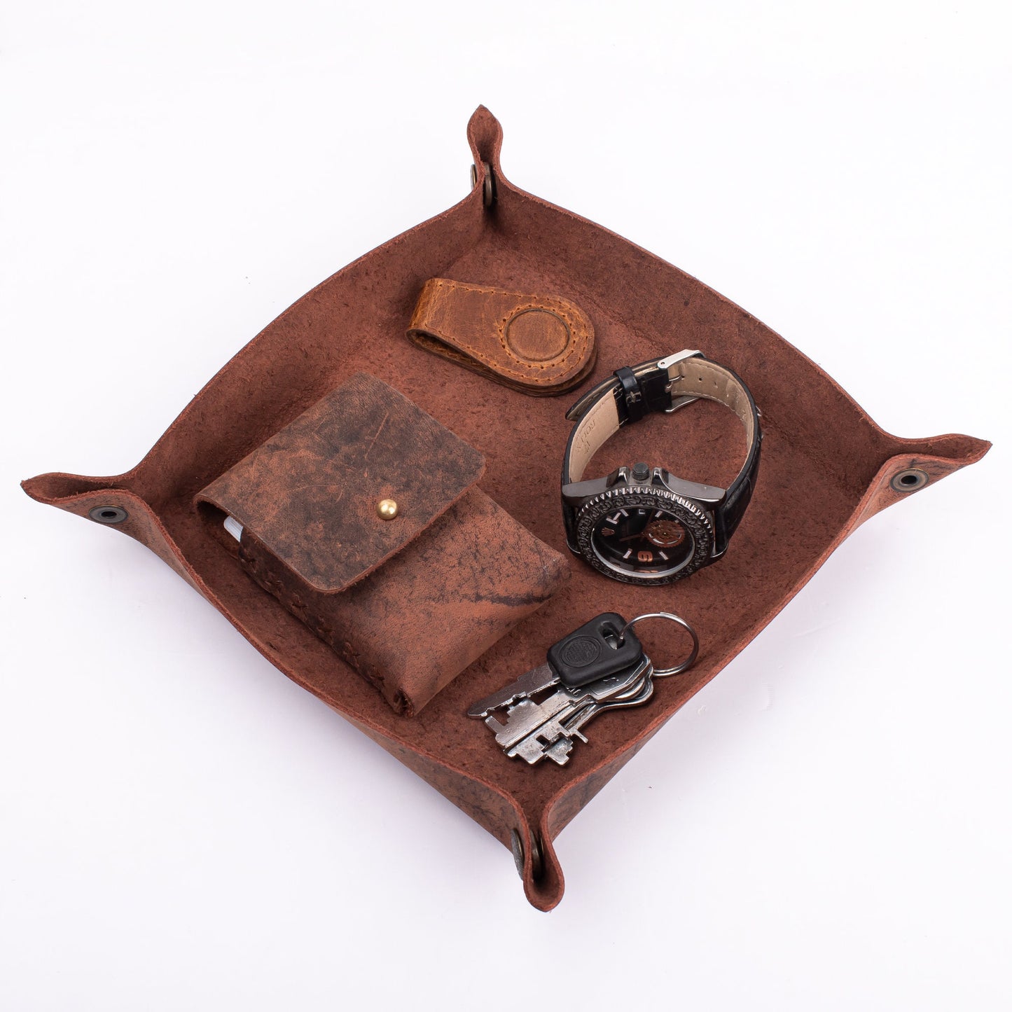 Personalized desk leather tray, Leather catchall, brown valet tray, custom leather tray, custom catchall, coin tray, gift for Men Valentine