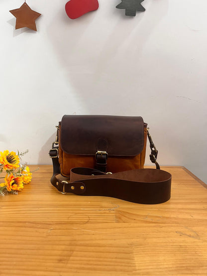 Leather Camera Bag For Polaroid I2 and INSTAX Mini Evo Personalized Camera Bag with 2 Compartment for DSLR Sony Canon Nikon Valentines Gift