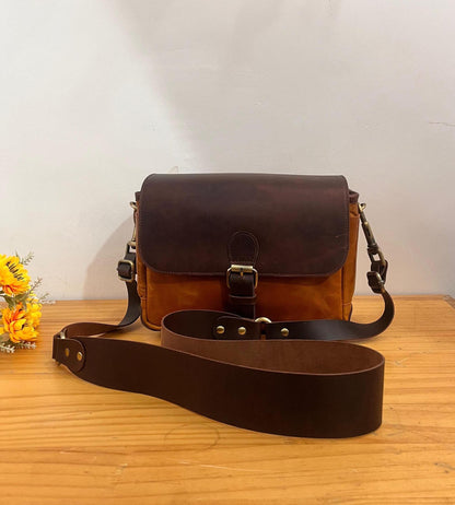 Leather Camera Bag For Polaroid I2 and INSTAX Mini Evo Personalized Camera Bag with 2 Compartment for DSLR Sony Canon Nikon Valentines Gift
