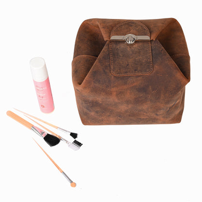 Leather Cosmetic Bag Leather Toiletry Bag Make Up Bag for Bridesmaid Leather Dopp Kit For Women Makeup and Jewelry Organizer Gift For Mom