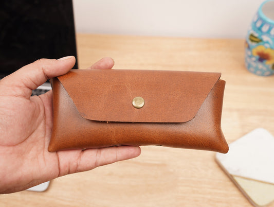 Personalized leather eyeglasses case sunglasses case Custom eyewear aviator case with hanging hook Eyeglass Sleeve