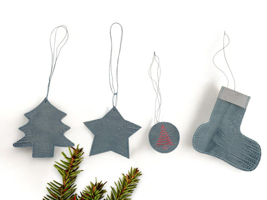 Leather Christmas Ornament Christmas Tree Decoration Ornament Set of 12 Handmade Leather Christmas Garland Christmas Home Decoration Holiday