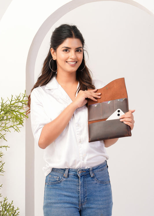 leather wallet For Women Trifold Purse with Phone Case and credit card holder Slot Handmade Leather Money Clip wallet For Mothers Day Gift