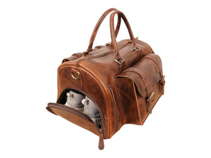 Groomsmen Leather Duffle Bag Personalized Weekender Bag Travel Bag Valentines Gift for Husband Duffle Bag with Shoe & Yoga block Compartment