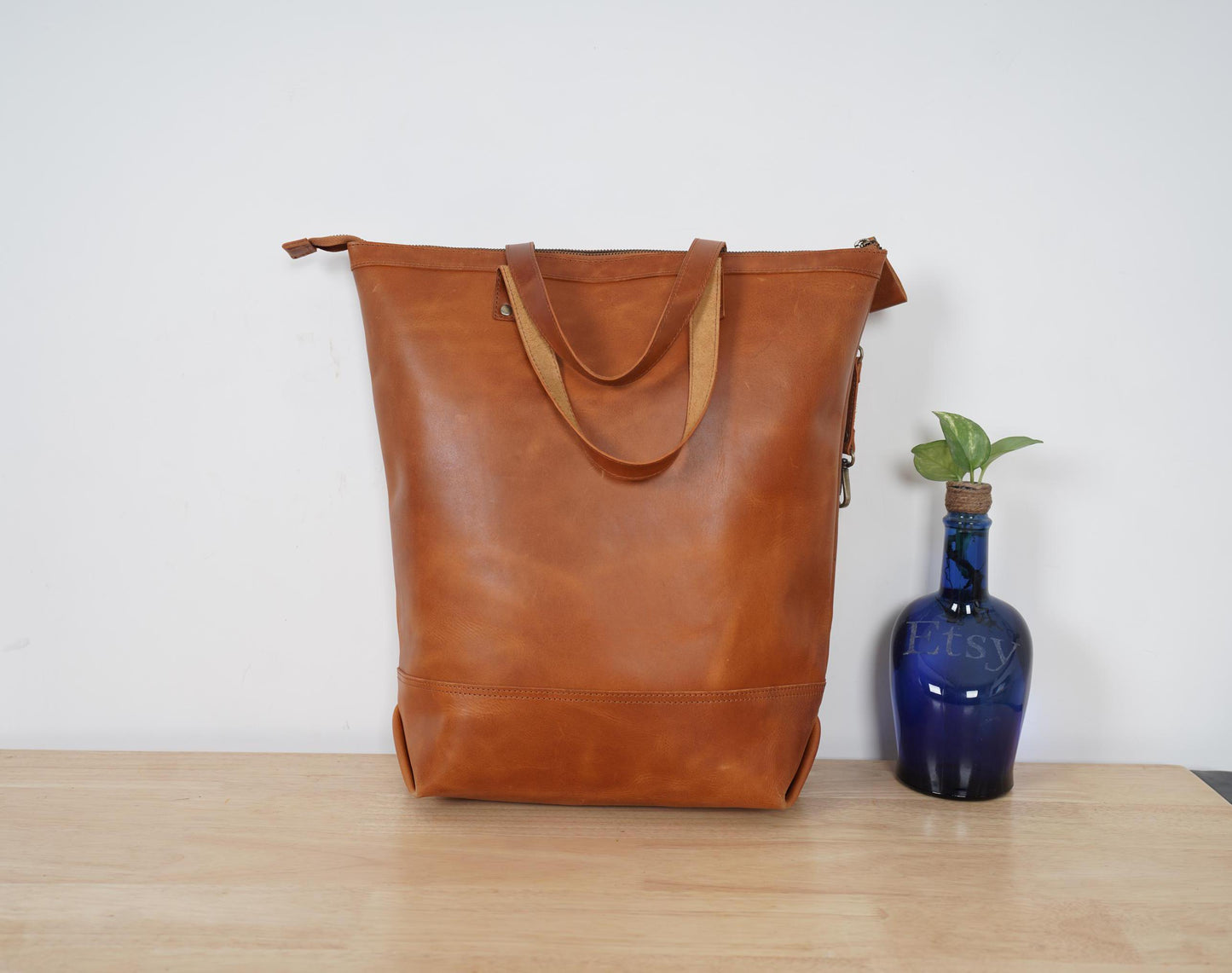 16" Leather Laptop Convertible Backpack Women Leather Tote Bag With Trolley Sleeve Leather Laptop Bag Personalized Mothers Day Gift For Mom