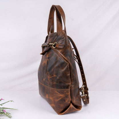 16" Leather Laptop Convertible Backpack Women Leather Tote Bag With Trolley Sleeve Leather Laptop Bag Personalized Mothers Day Gift For Mom