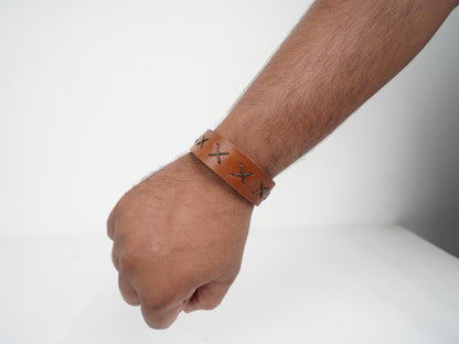 Leather Men Bracelet Personalized Cuff Bracelet For Husband Handmade Adjustable Leather Cuff Leather Jewelry, Gift for Boyfriend Anniversary Gift
