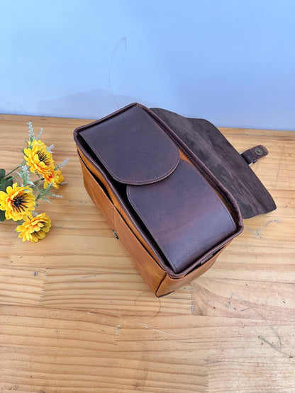 Leather Camera Bag For Polaroid I2 and INSTAX Mini Evo Personalized Camera Bag with 2 Compartment for DSLR Sony Canon Nikon Valentines Gift