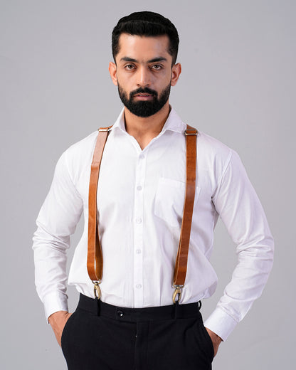 Leather Mens Suspenders Personalized Leather Groomsmen Suspenders Gift Wedding Suspenders Brown Adjustable suspenders For Him Christmas Gift