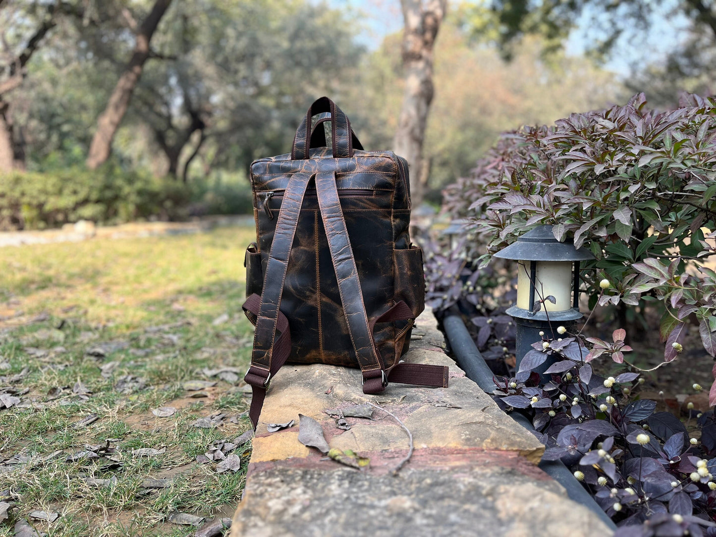 Leather Backpack Multi Pocket Large Rucksack Personalized Trekking Hiking Backpack laptop Daypack Valentines Day Gift Husband Boyfriend Love