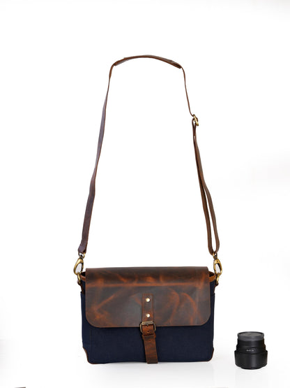 Camera Bag Canvas and Leather Camera Satchel Bag Shoulder Camera Bag For Nikon Canon Sony DSLR Camera Messenger Bag Christmas Gift for Him