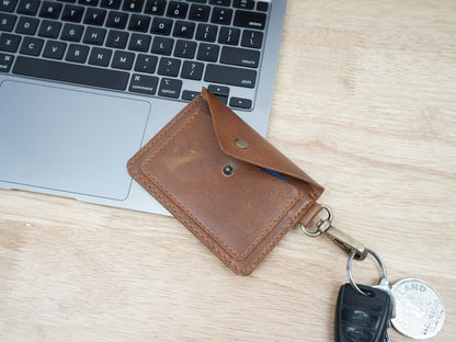 Leather Wallet Keychain Card Holder Personalized Keyring Wallet Keychain Wallet Leather Purse Card Holder Under 20 USD Gift For Christmas