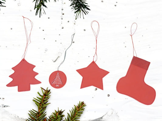 Leather Christmas Ornament Christmas Tree Decoration Ornament Set of 12 Handmade Leather Christmas Garland Christmas Home Decoration Holiday