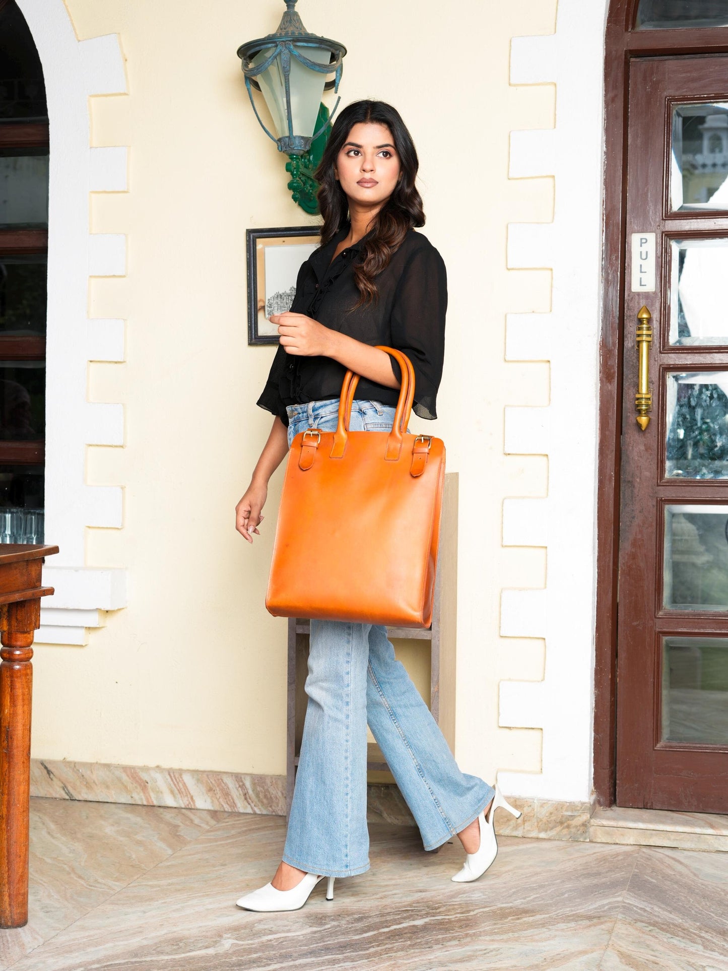 Leather laptop briefcase Leather Laptop Bag For MacBook M1 M2 M3 Work Tote Bag leather Long satchel Messenger Christmas Gift for Wife